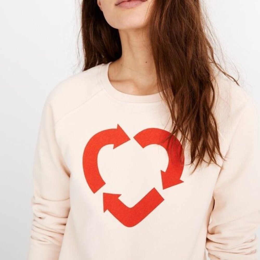 Madewell x Charity Water Heart Recycling Long Sleeve Sweatshirt Pullover Top - Picture 3 of 10